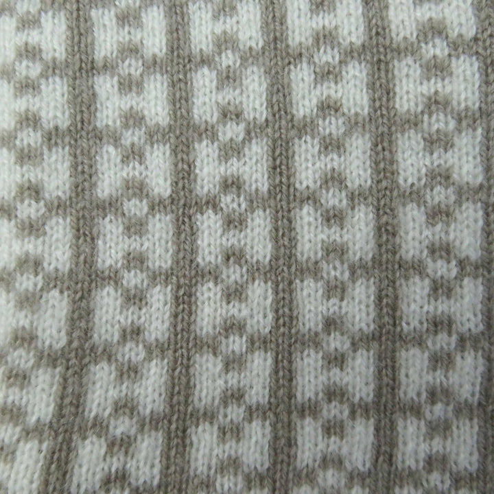 Pristine HERMES gloves Hope Jacquard H motif knit mittens / Greige Ivory cashmere Women S