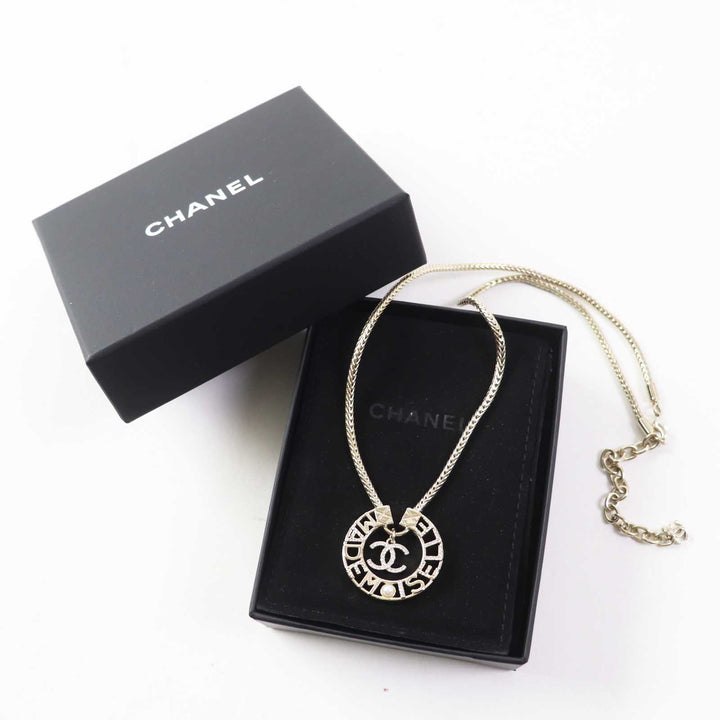 Excellent CHANEL Necklace MADEMOISELLE Rhinestone COCO Mark gold Women Y22X