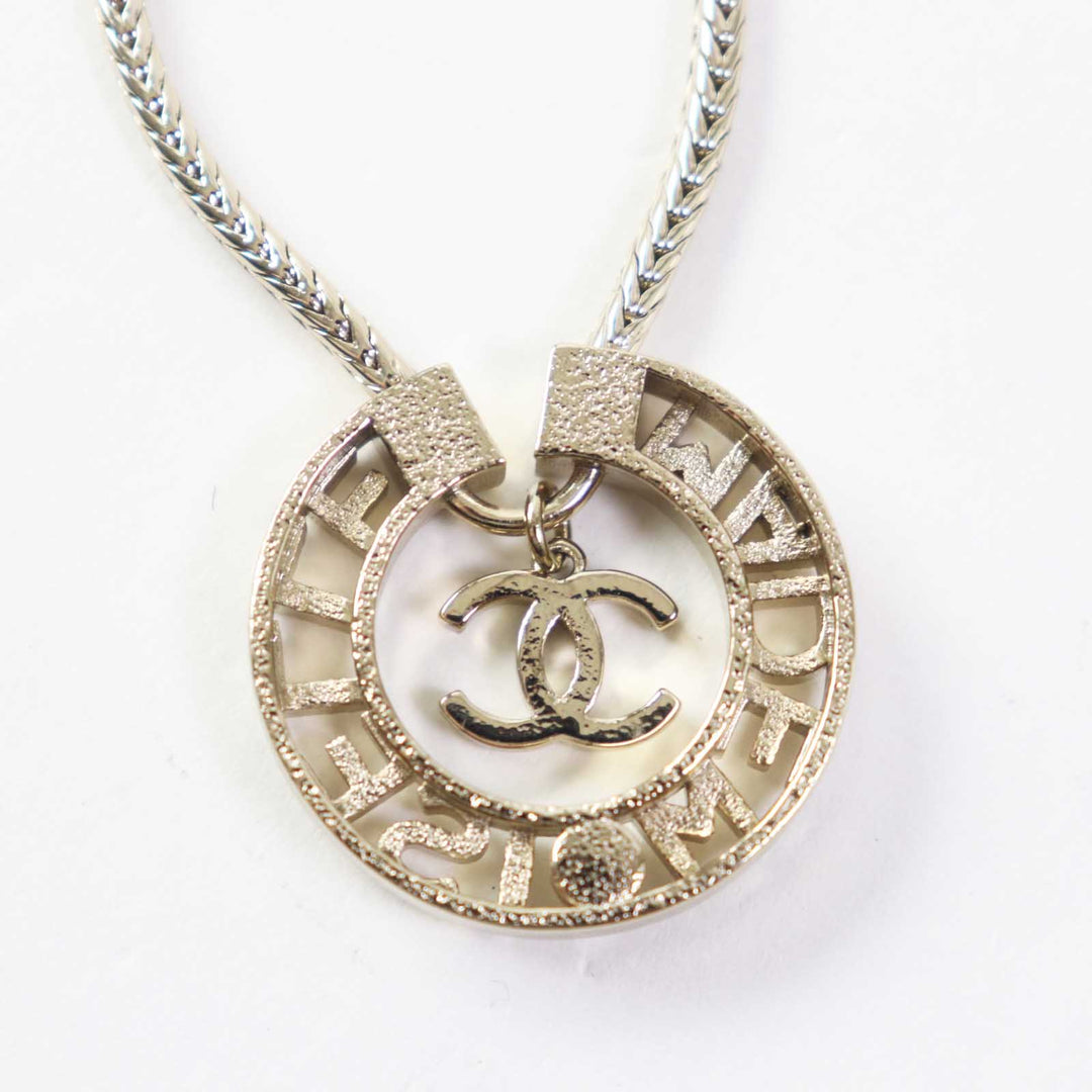Excellent CHANEL Necklace MADEMOISELLE Rhinestone COCO Mark gold Women Y22X