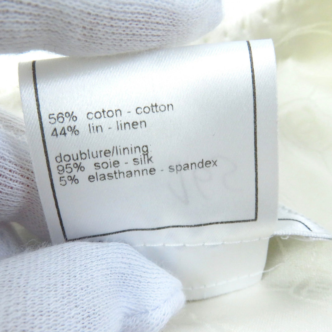 CHANEL collarless jacket COCO Mark motif Off-white black Women 34 03P P23760