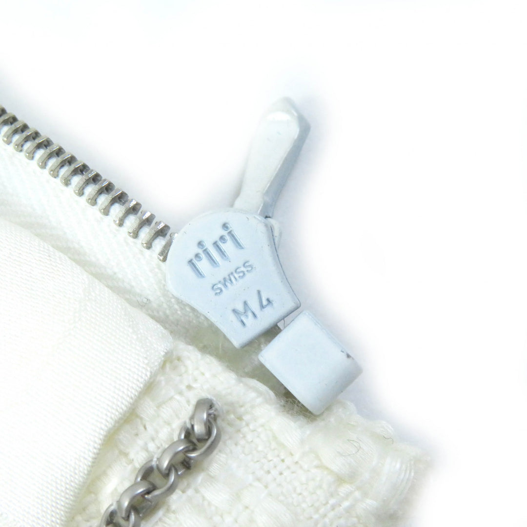 CHANEL collarless jacket COCO Mark motif Off-white black Women 34 03P P23760