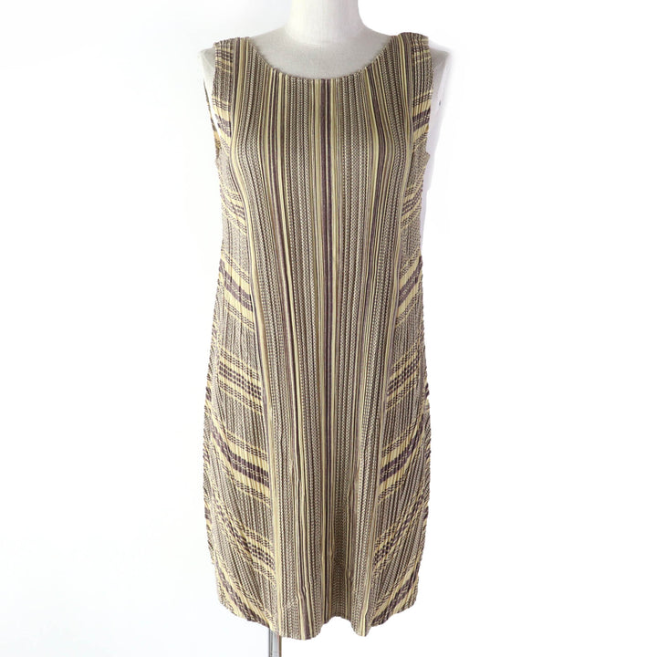 Excellent PLEATS PLEASE one piece All-over print crew neck sleeveless tunic 3