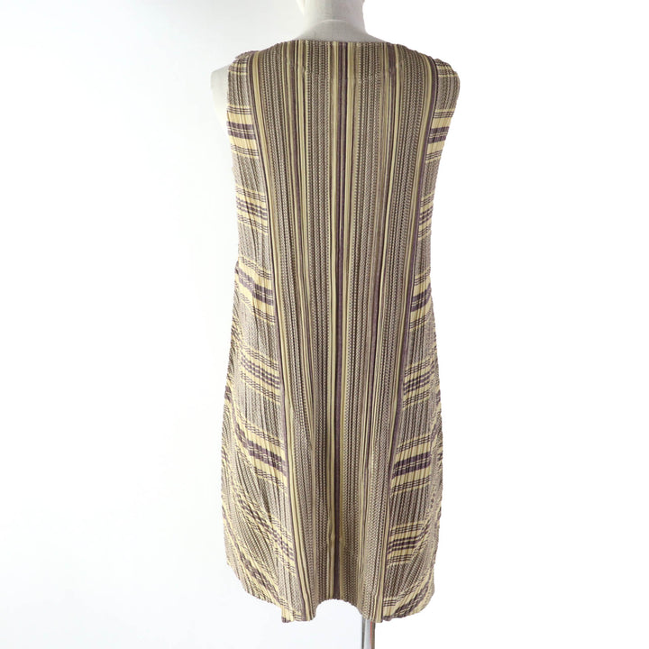 Excellent PLEATS PLEASE one piece All-over print crew neck sleeveless tunic 3