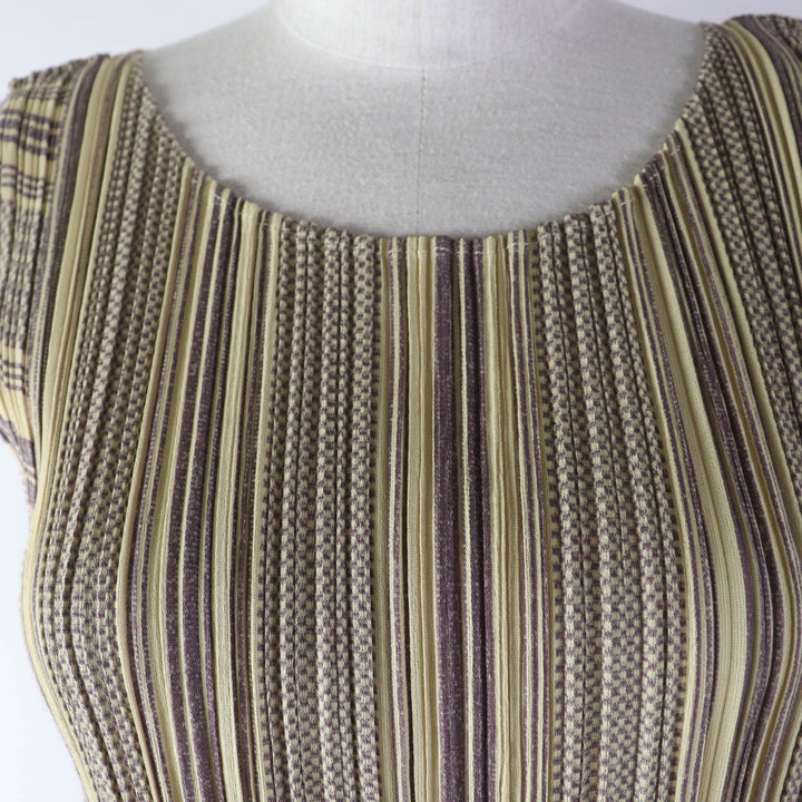 Excellent PLEATS PLEASE one piece All-over print crew neck sleeveless tunic 3