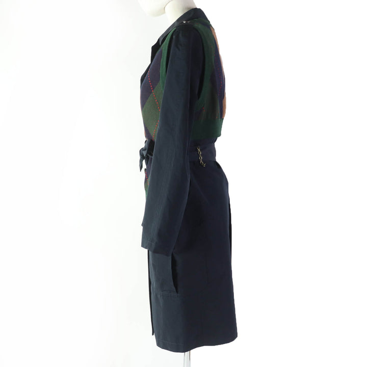 Great kolor coat Argyle vest with layered design Navy polyester Women 1
