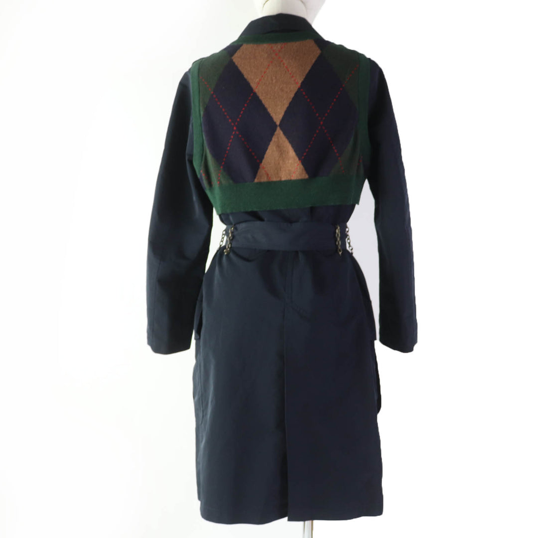 Great kolor coat Argyle vest with layered design Navy polyester Women 1
