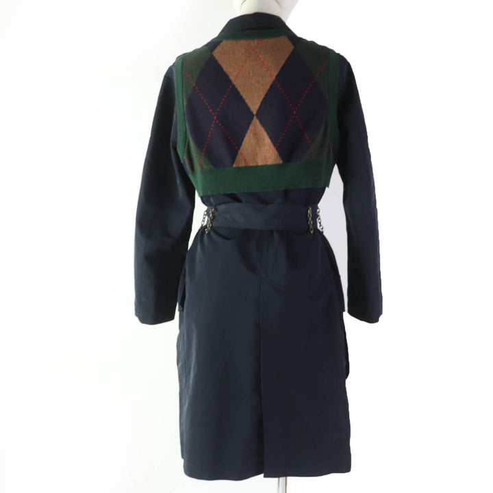 Great kolor coat Argyle vest with layered design Navy polyester Women 1