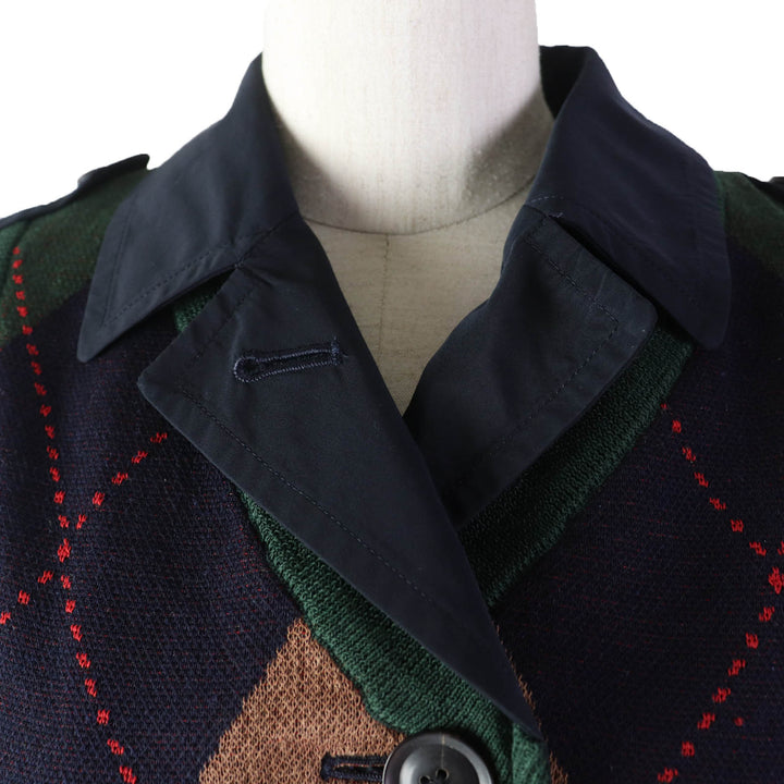 Great kolor coat Argyle vest with layered design Navy polyester Women 1