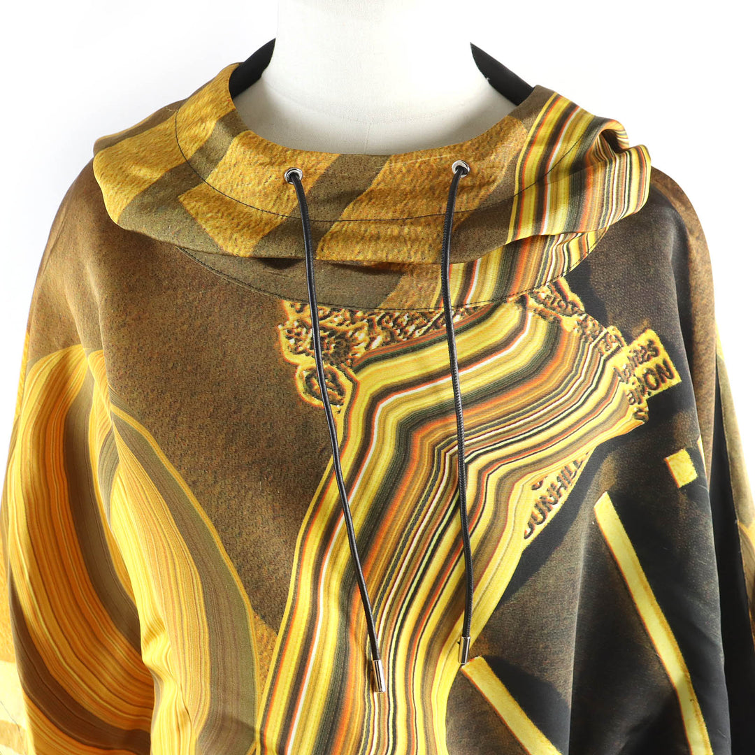 Excellent Dunhill poncho Kenta Cobayashi Long Tail Catalog Print Hoodie Black series silk mens M DU20RH033T0207