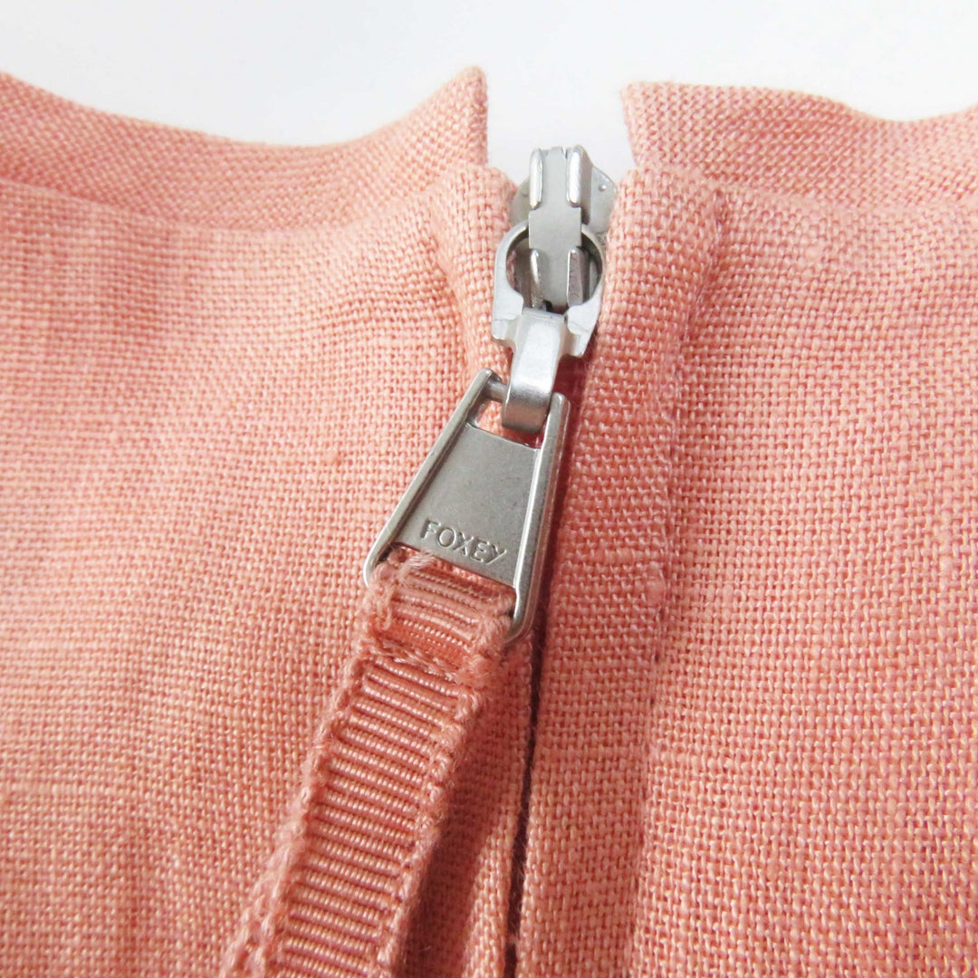 Pristine FOXEY one piece Dress Eze Sleeveless tiered pink linen Women 38 42828