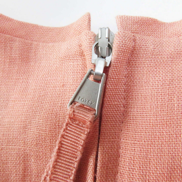 Pristine FOXEY one piece Dress Eze Sleeveless tiered pink linen Women 38 42828