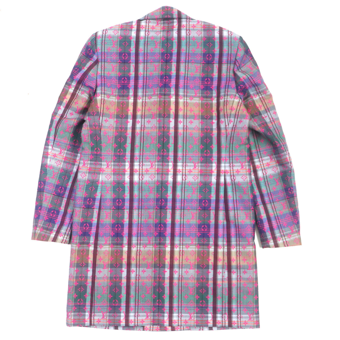 Excellent LOUIS VUITTON Chester coat Madras check monogram logo Pink multi 48
