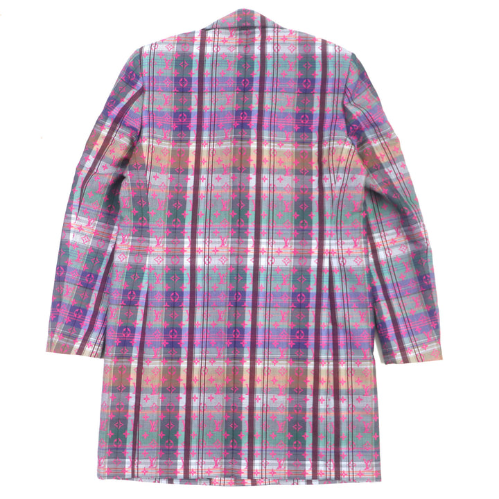 Excellent LOUIS VUITTON Chester coat Madras check monogram logo Pink multi 48