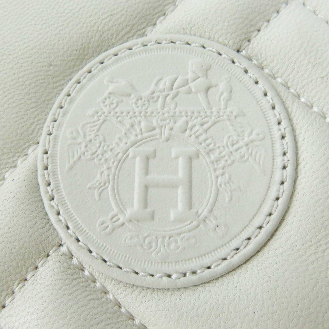 Pristine HERMES Knee-high boots FUJI Exlibris leather Light beige Black Women 36