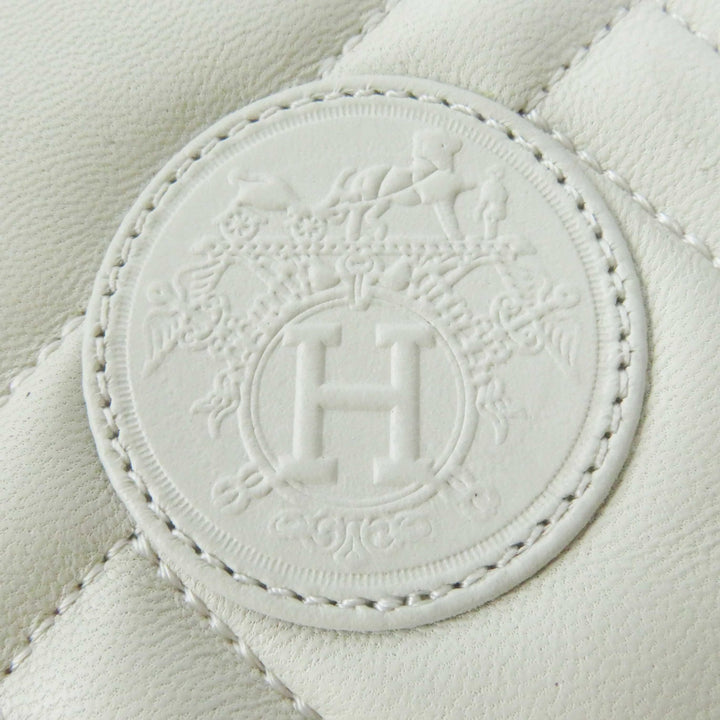Pristine HERMES Knee-high boots FUJI Exlibris leather Light beige Black Women 36