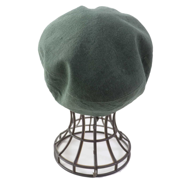 Excellent HERMES Casquette Paola Logo embroidery Check pattern lining khaki linen Women 57