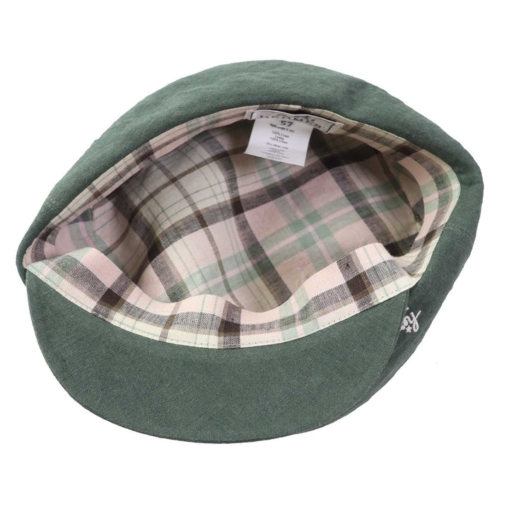 Excellent HERMES Casquette Paola Logo embroidery Check pattern lining khaki linen Women 57