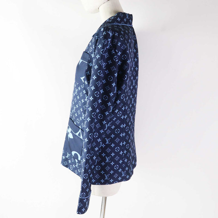 Pristine LOUIS VUITTON Long sleeve shirt Monogram pajama shirt silk Women 34
