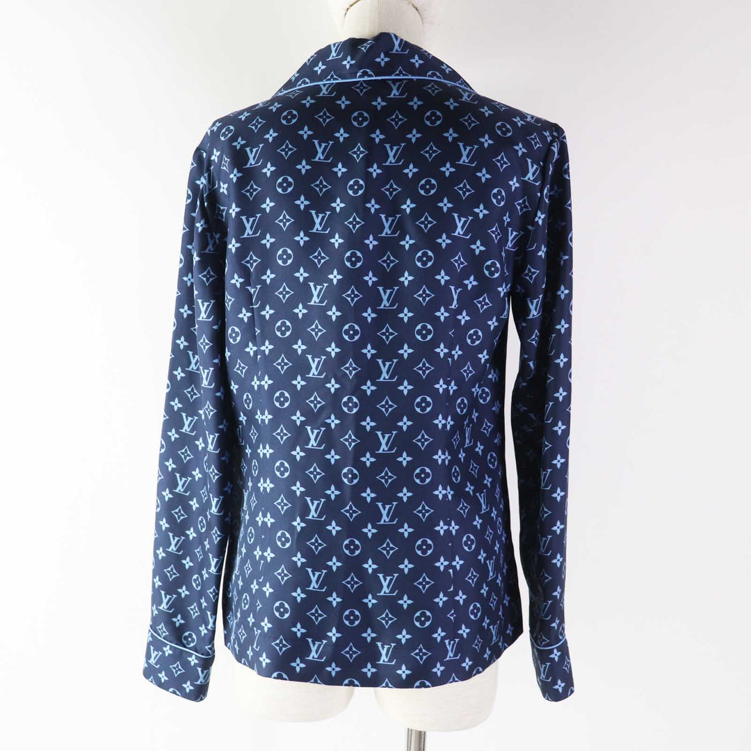 Pristine LOUIS VUITTON Long sleeve shirt Monogram pajama shirt silk Women 34