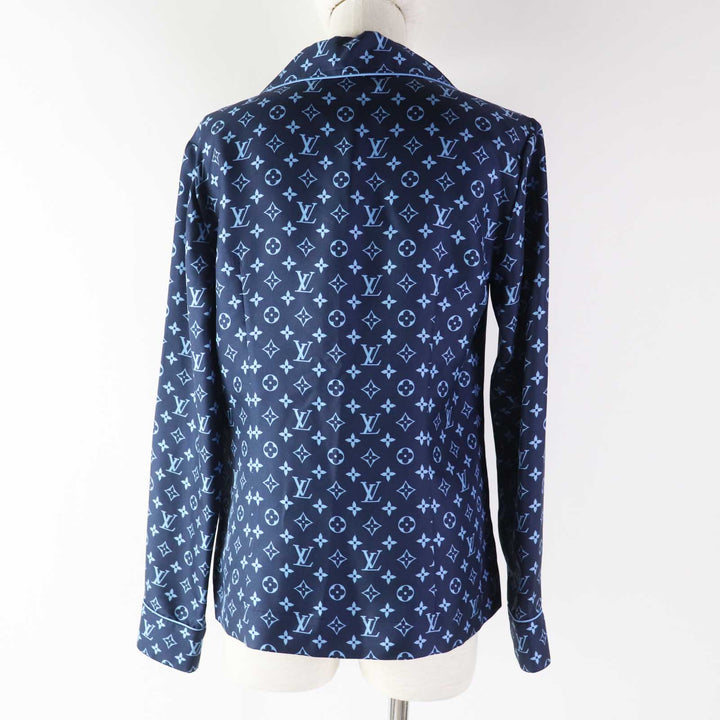 Pristine LOUIS VUITTON Long sleeve shirt Monogram pajama shirt silk Women 34
