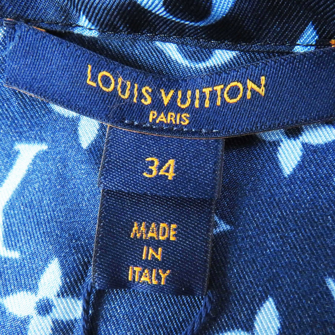 Pristine LOUIS VUITTON Long sleeve shirt Monogram pajama shirt silk Women 34