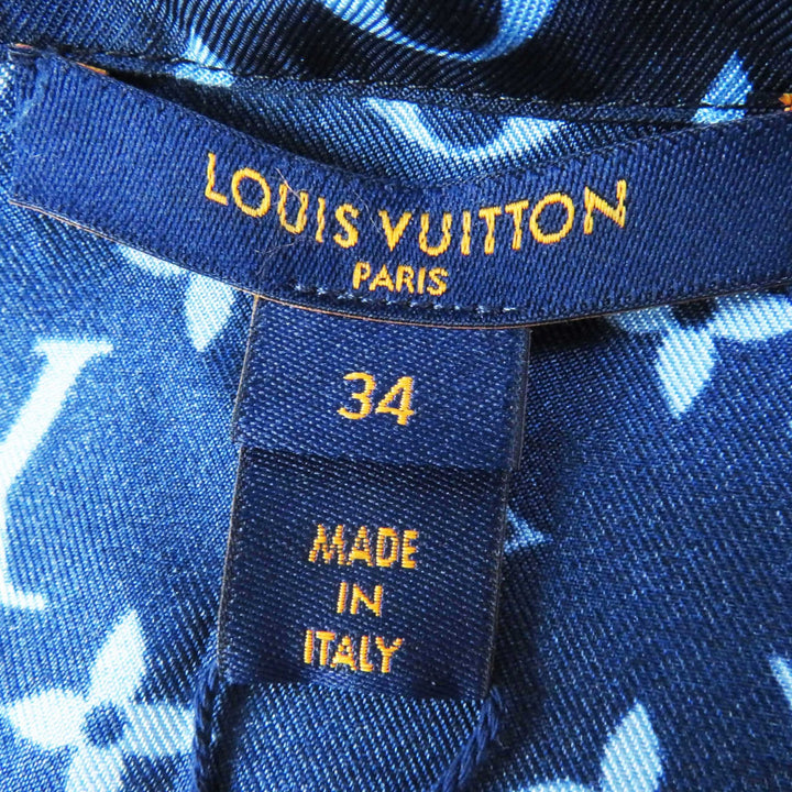 Pristine LOUIS VUITTON Long sleeve shirt Monogram pajama shirt silk Women 34