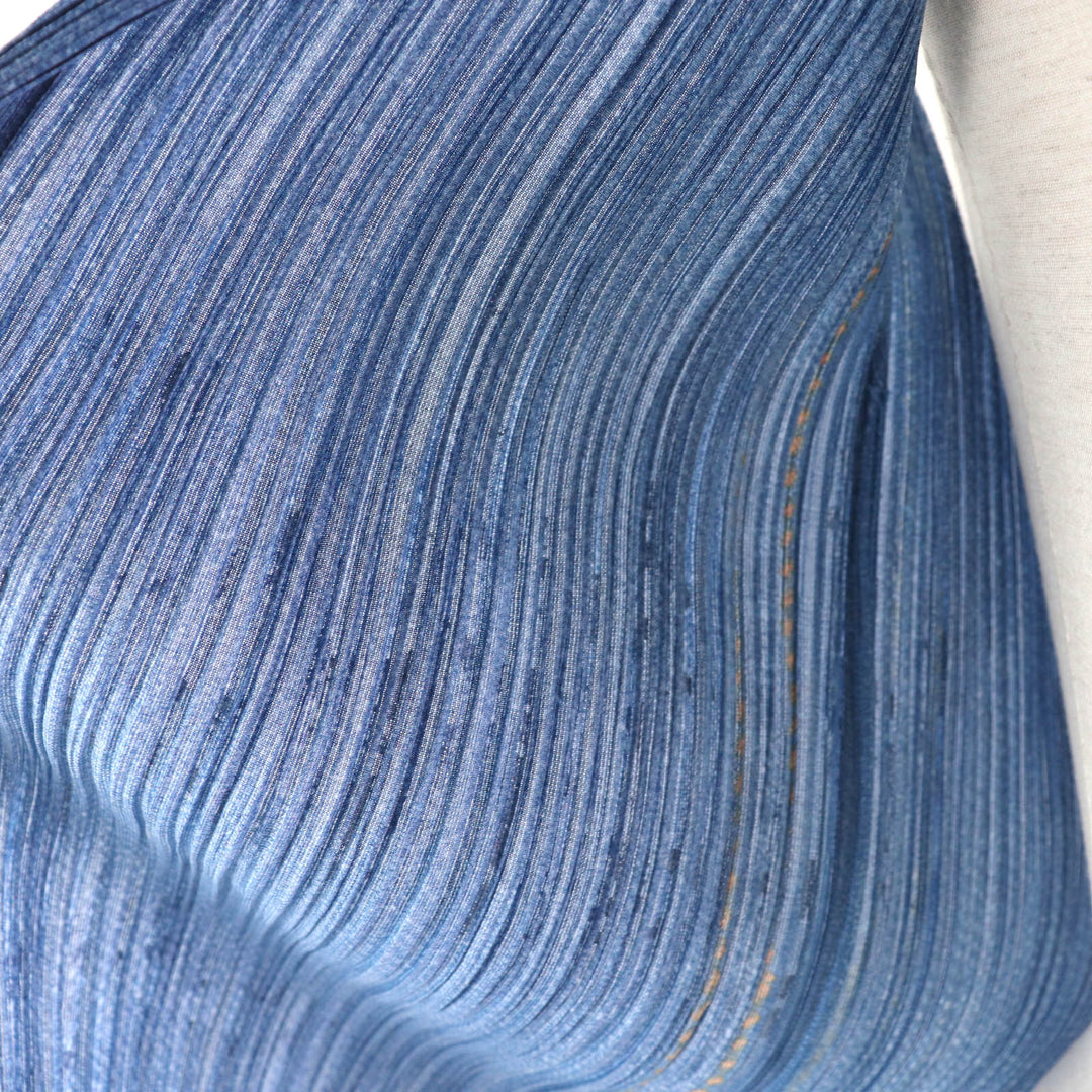 Excellent PLEATS PLEASE T-shirt Sleeveless shirt with denim transfer and logo button blue polyester Women 3 PP22-JE814