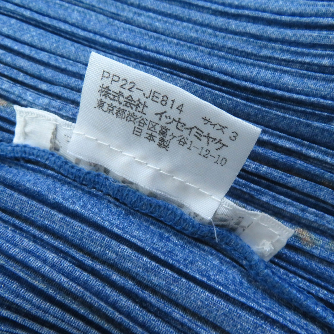Excellent PLEATS PLEASE T-shirt Sleeveless shirt with denim transfer and logo button blue polyester Women 3 PP22-JE814