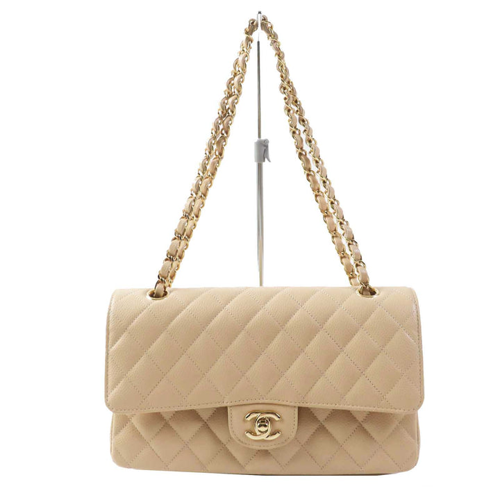 Pristine CHANEL Matelasse 25 Shoulder Bag Caviar Beige A01112