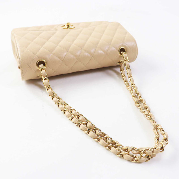 Pristine CHANEL Matelasse 25 Shoulder Bag Caviar Beige A01112