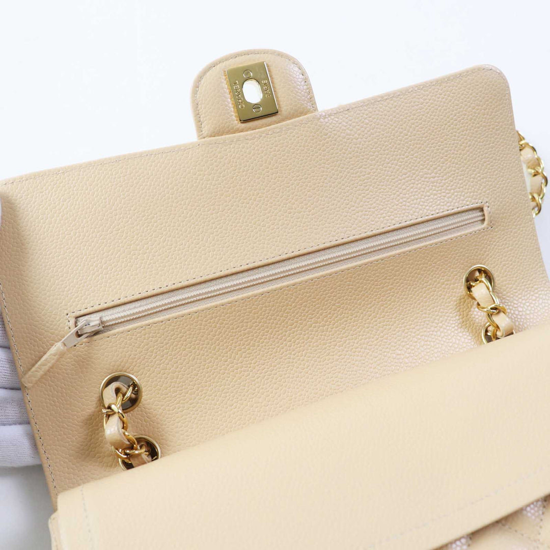Pristine CHANEL Matelasse 25 Shoulder Bag Caviar Beige A01112