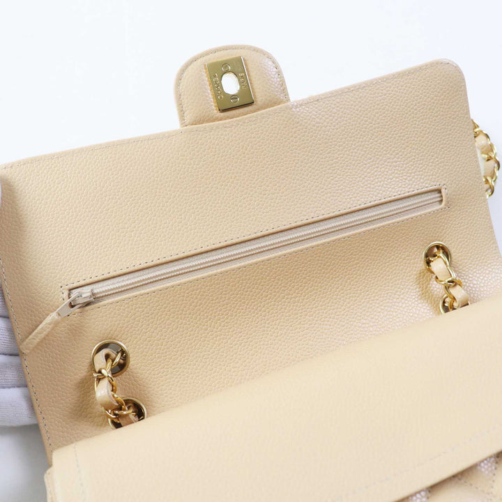 Pristine CHANEL Matelasse 25 Shoulder Bag Caviar Beige A01112