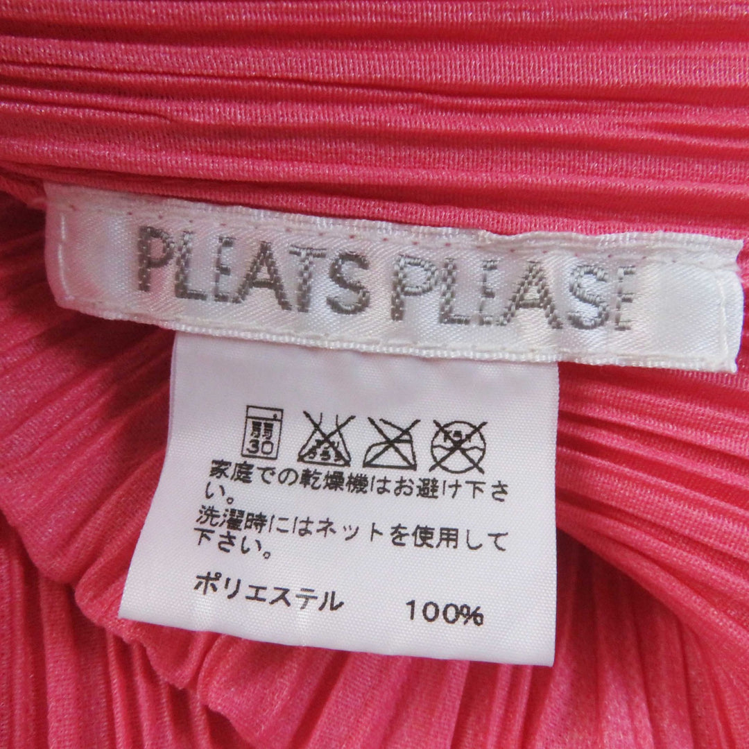 Excellent PLEATS PLEASE T-shirt Monstera patch fringed sleeveless top pink 3
