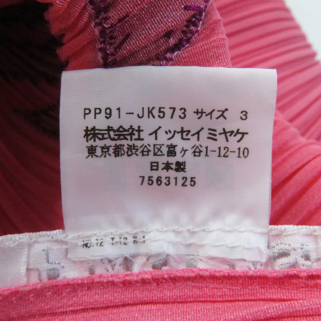 Discounted Excellent PLEATS PLEASE T-shirt Monstera patch fringed sleeveless top pink 3