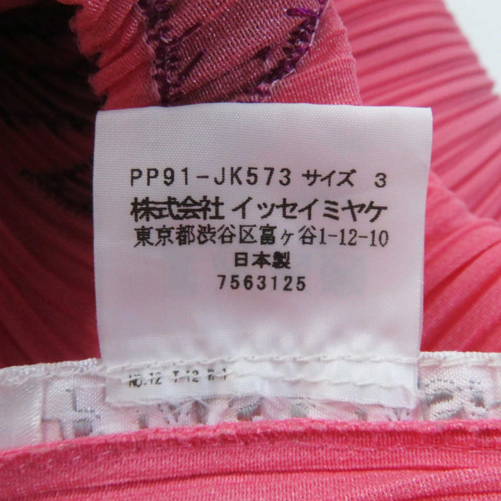 Discounted Excellent PLEATS PLEASE T-shirt Monstera patch fringed sleeveless top pink 3