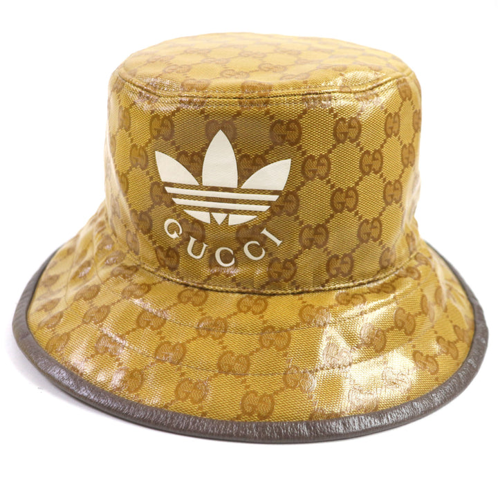 Discounted Excellent GUCCI×adidas hat GG pattern bucket hat Brown Nylon mens 696484