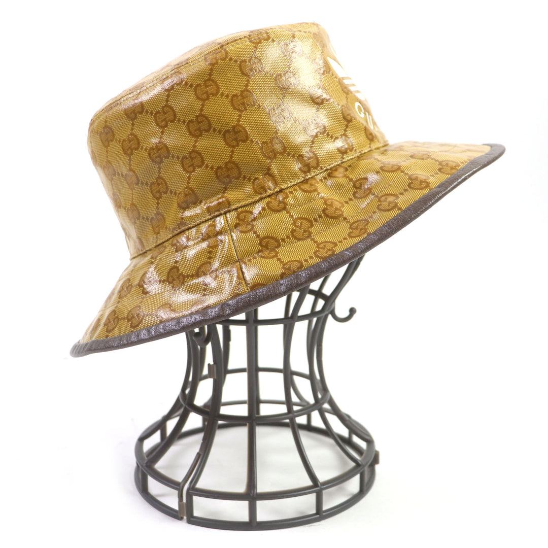 Excellent GUCCI×adidas hat GG pattern bucket hat Brown Nylon mens 696484