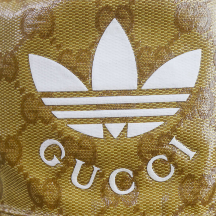Excellent GUCCI×adidas hat GG pattern bucket hat Brown Nylon mens 696484