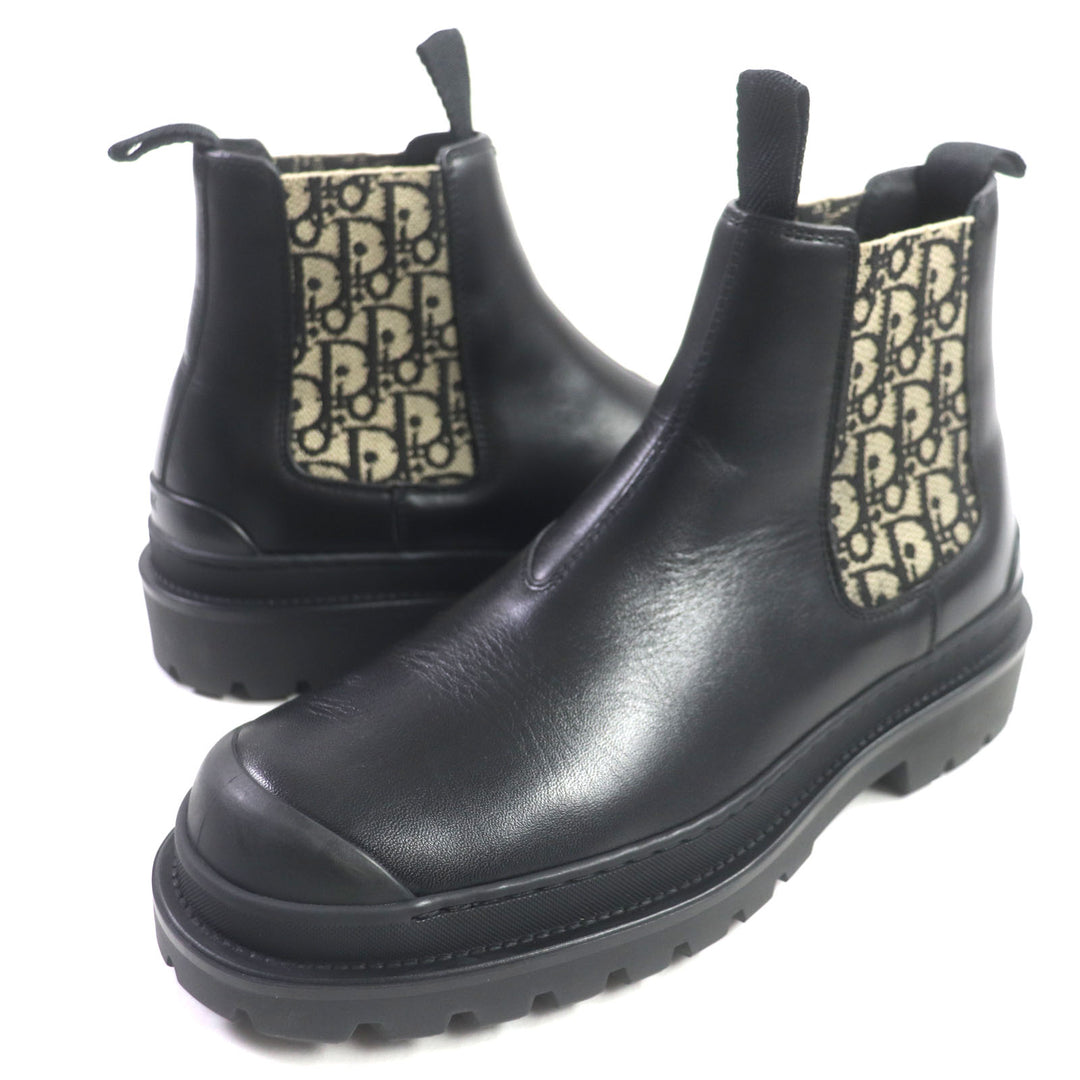 Great DIOR boots DIOR EXPLORER Side gore Chelsea Black beige leather mens 39