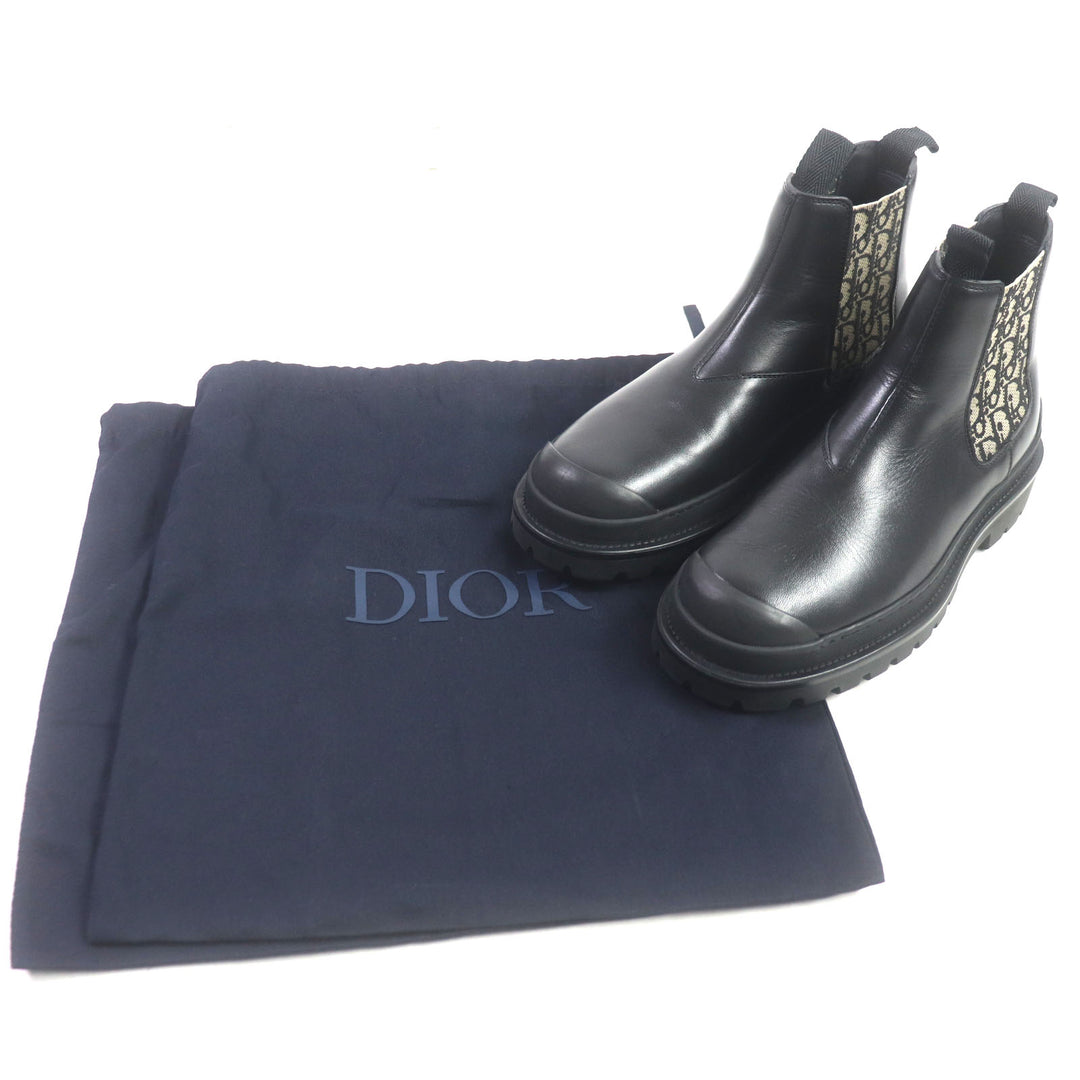 Great DIOR boots DIOR EXPLORER Side gore Chelsea Black beige leather mens 39