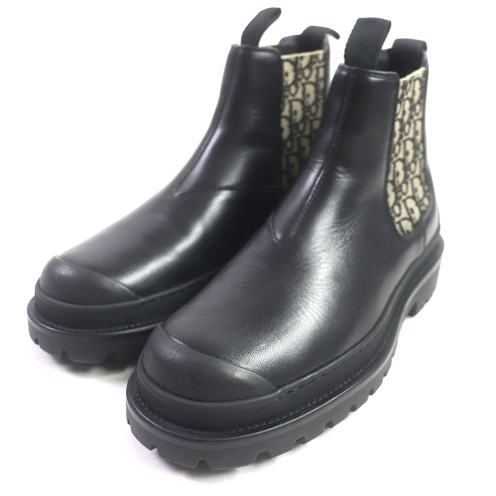 Great DIOR boots DIOR EXPLORER Side gore Chelsea Black beige leather mens 39
