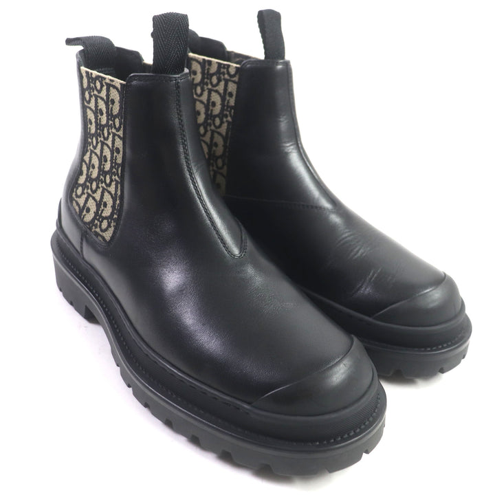 Great DIOR boots DIOR EXPLORER Side gore Chelsea Black beige leather mens 39