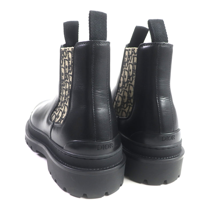 Great DIOR boots DIOR EXPLORER Side gore Chelsea Black beige leather mens 39