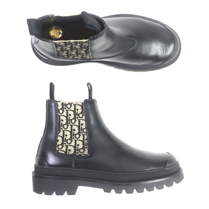 Great DIOR boots DIOR EXPLORER Side gore Chelsea Black beige leather mens 39