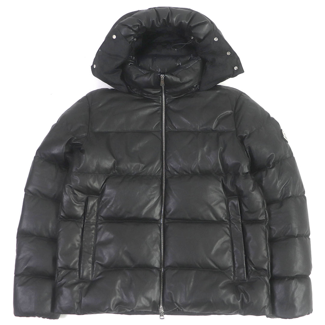 Great MONCLER Down jacket DAUPHINELL Hooded lamb leather jacket black 2