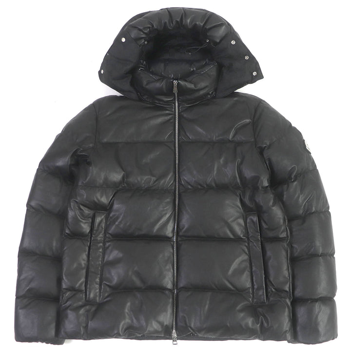 Great MONCLER Down jacket DAUPHINELL Hooded lamb leather jacket black 2