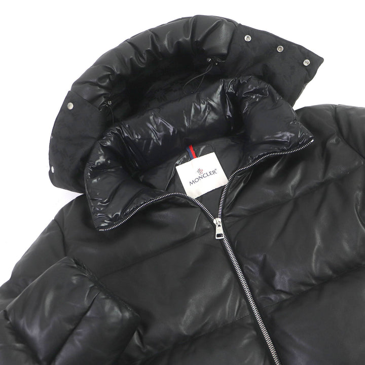Great MONCLER Down jacket DAUPHINELL Hooded lamb leather jacket black 2
