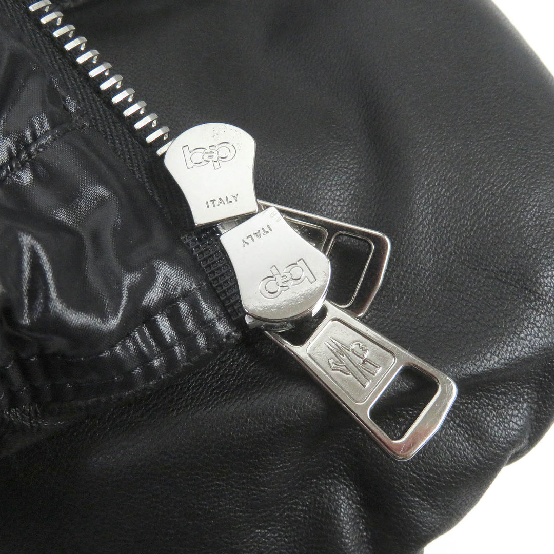 Great MONCLER Down jacket DAUPHINELL Hooded lamb leather jacket black 2