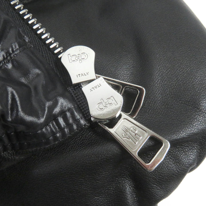 Great MONCLER Down jacket DAUPHINELL Hooded lamb leather jacket black 2
