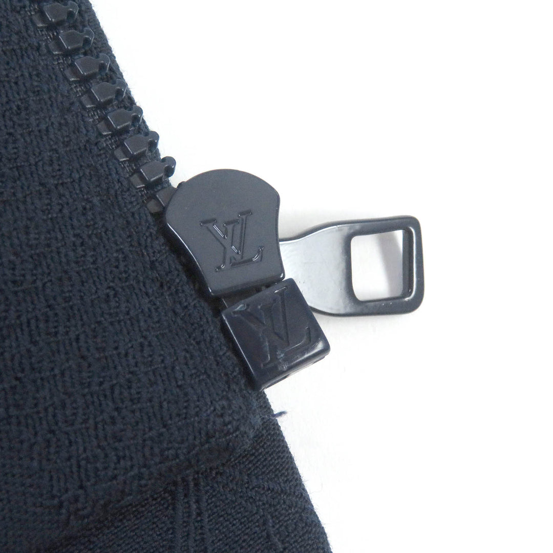 Excellent LOUIS VUITTON Blouson Monogram All-over Pattern Ribbed Hem Navy wool mens 50